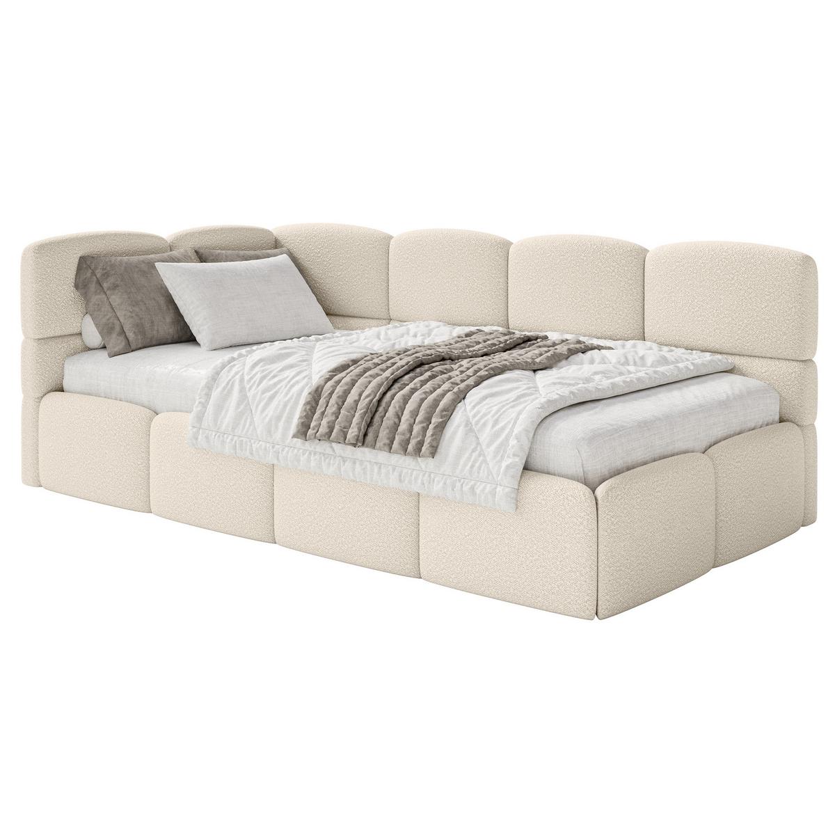 JUGENDBETT Cloudy Hellbeige 120 cm, Bouclé - Ecru/Schwarz, Kunststoff/Textil (120/200cm) - Selsey