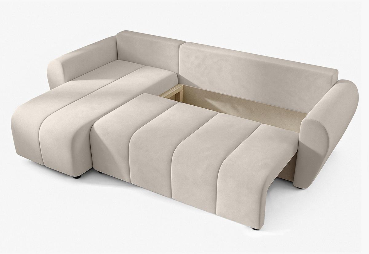 ECKSOFA L Form Malatya Beige 246/145/80 cm stilvolle mit Schlaffunktion L - Beige/Schwarz, Kunststoff/Textil (145/246cm) - AX Living