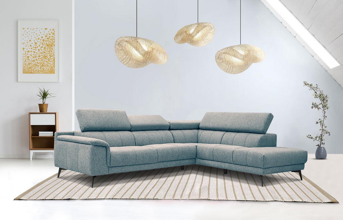 ECKSOFA FIERO 5-Sitzer, mintgrün - Schwarz/Mintgrün, Holzwerkstoff/Textil (269/158cm) - Wozimo