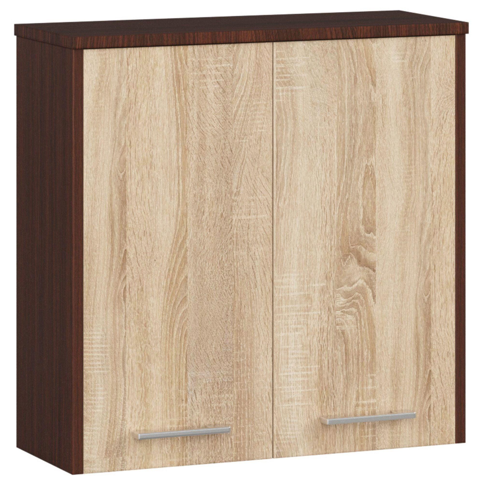 BADKOMMODE Dunkelbraun, Eiche Sonoma 60/60/22,5 - Wengefarben/Sonoma Eiche, Holzwerkstoff (60/60/23cm) - RAUMHIRSCH FURNITURE