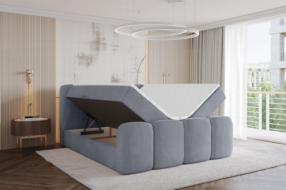 BOXBETT mit Matratze H4 und Lattenrost - NINA-Z - 180x200 cm Casablanca - Grau - Anthrazit, Holzwerkstoff (180/200cm) - ALTDECOR