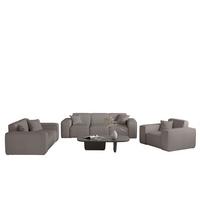 SOFASET Celes Premium 3-2-1 Stoff Scala - Taupe, Holzwerkstoff/Textil (225/73/88cm) - Fun Möbel