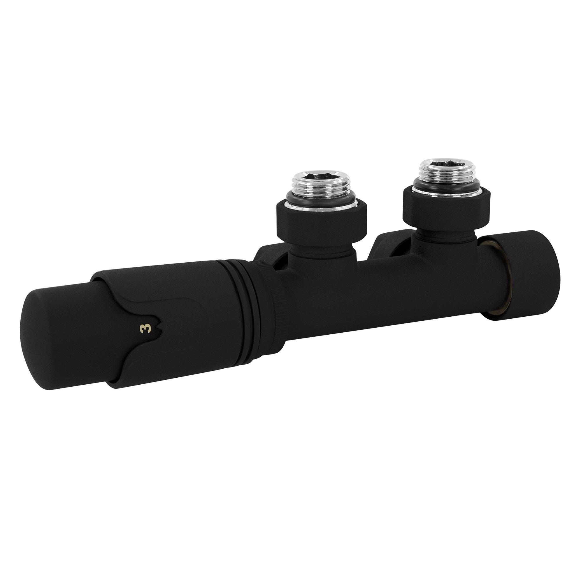 ANSCHLUSSGARNITUR Badheizkörper Schwarz Eckform - Schwarz, Metall - LuxeBath