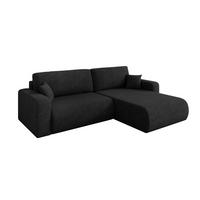 ECKSOFA mit Schlaffunktion Ottomane Rechts BERY-L 276x193x88 Schwarz Velours - Schwarz, Holzwerkstoff/Kunststoff (276/193cm) - ALTDECOR