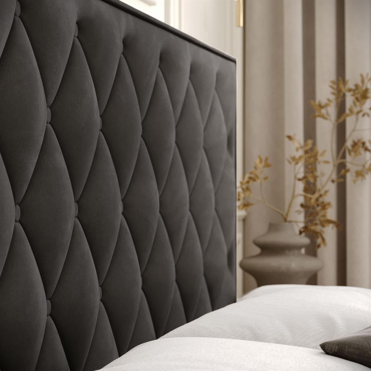 BOXSPRINGBETT INEZ mit Bettkasten mit Topper 140x200 cm Royal Velvet 185 - Graphitfarben, Textil - Lookway