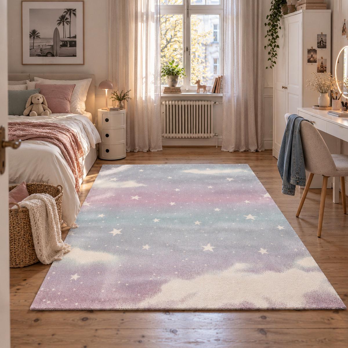 KINDER TEPPICH MAUI KIDS WOLKENHIMMEL - Rosa, Textil (120/170cm) - Pergamon