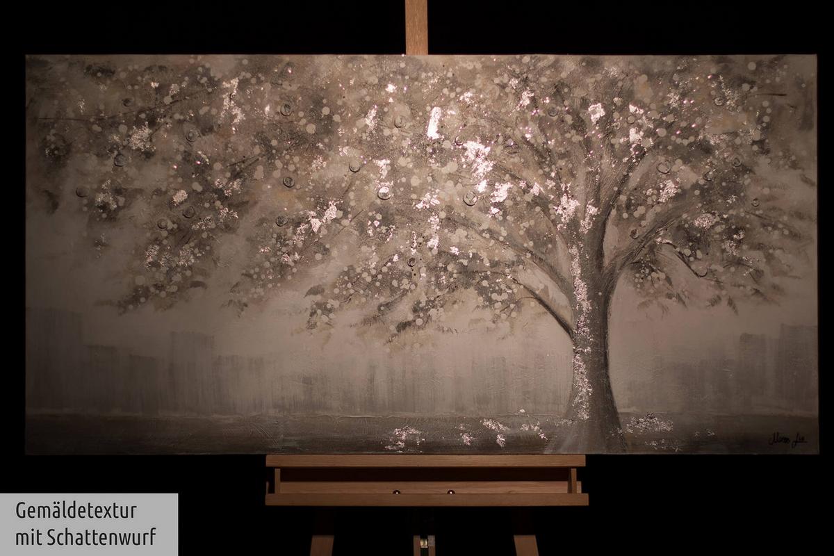 ACRYLBILD HANDGEMALT 120/60 cm - Weiß/Grau, Holz/Textil (120/60cm) - KUNSTLOFT