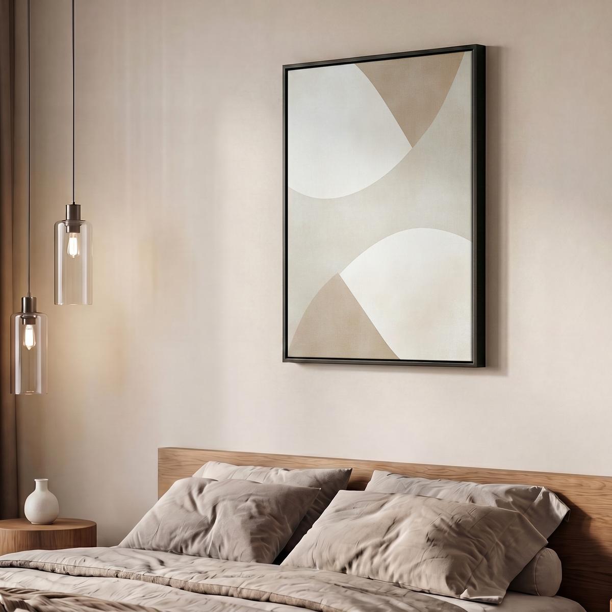 LEINWAND Bilder mit Rahmen - Braun - Japandi - Abstrakt - 60x80 - Sandfarben, Textil (60/80cm) - MuchoWow