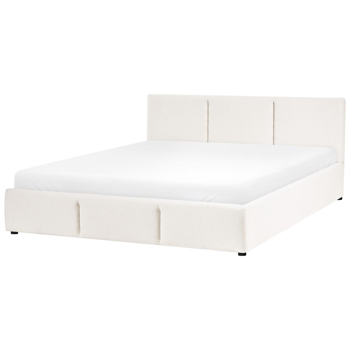 BETT mit Stauraum 160/200 cm Stoff Cremeweiß Bousse - Creme, Textil (160/200cm) - Beliani