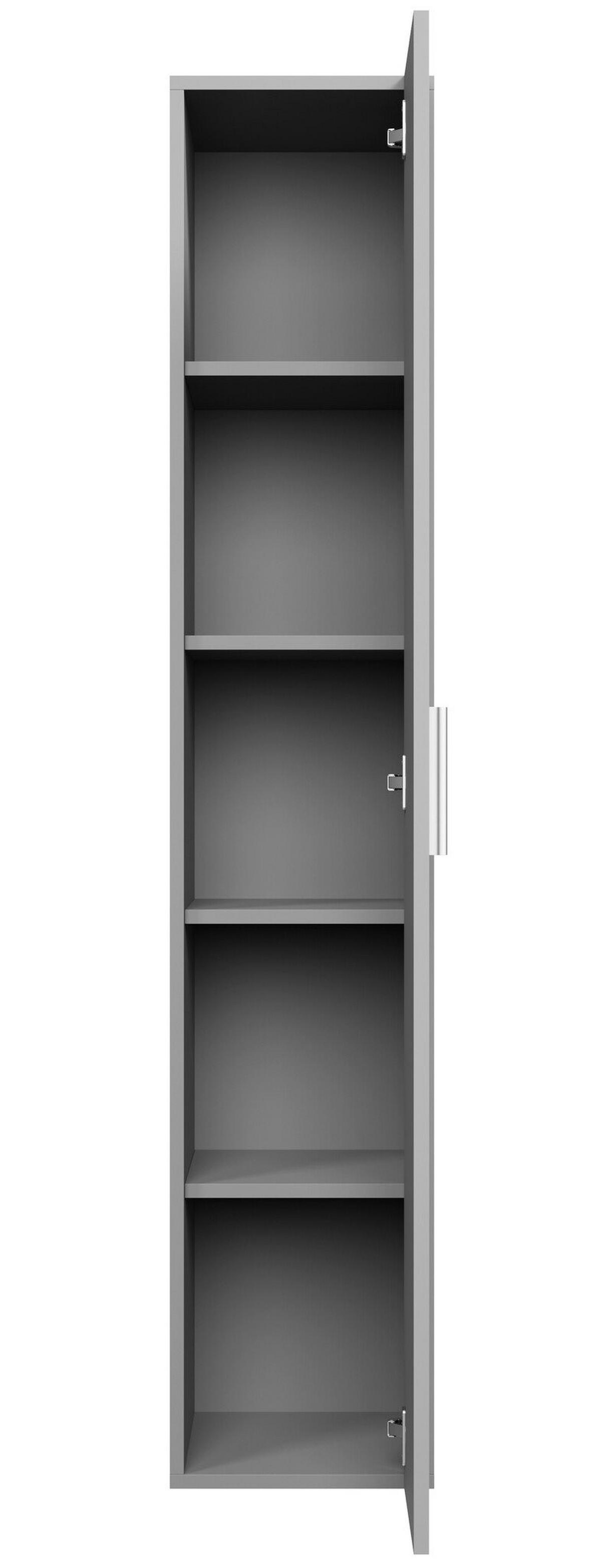 BADEZIMMERSCHRANK Pluto mit 1 Tür Grau Matt - 30 x 30 x 150 cm - Grau, Holz (30/150/30cm) - Badplaats