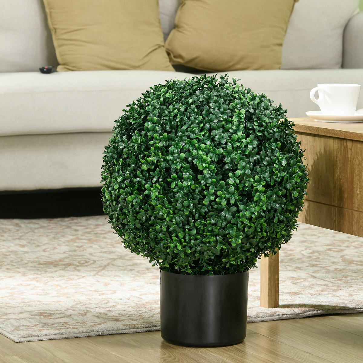 KÜNSTLICHE Pflanzen, 2er-Set UV-beständige Kunstpflanze im Blumentopf Grün - Grün, Kunststoff (52cm) - HOMCOM