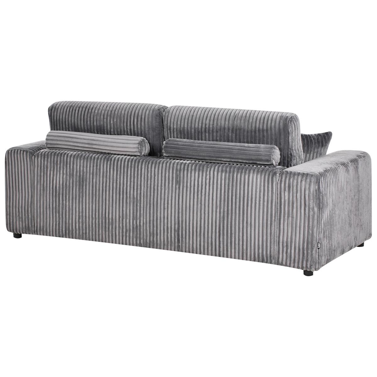 3-SITZER-SOFA Cord Grau Sandora - Grau, Textil (216/87/98cm) - Beliani