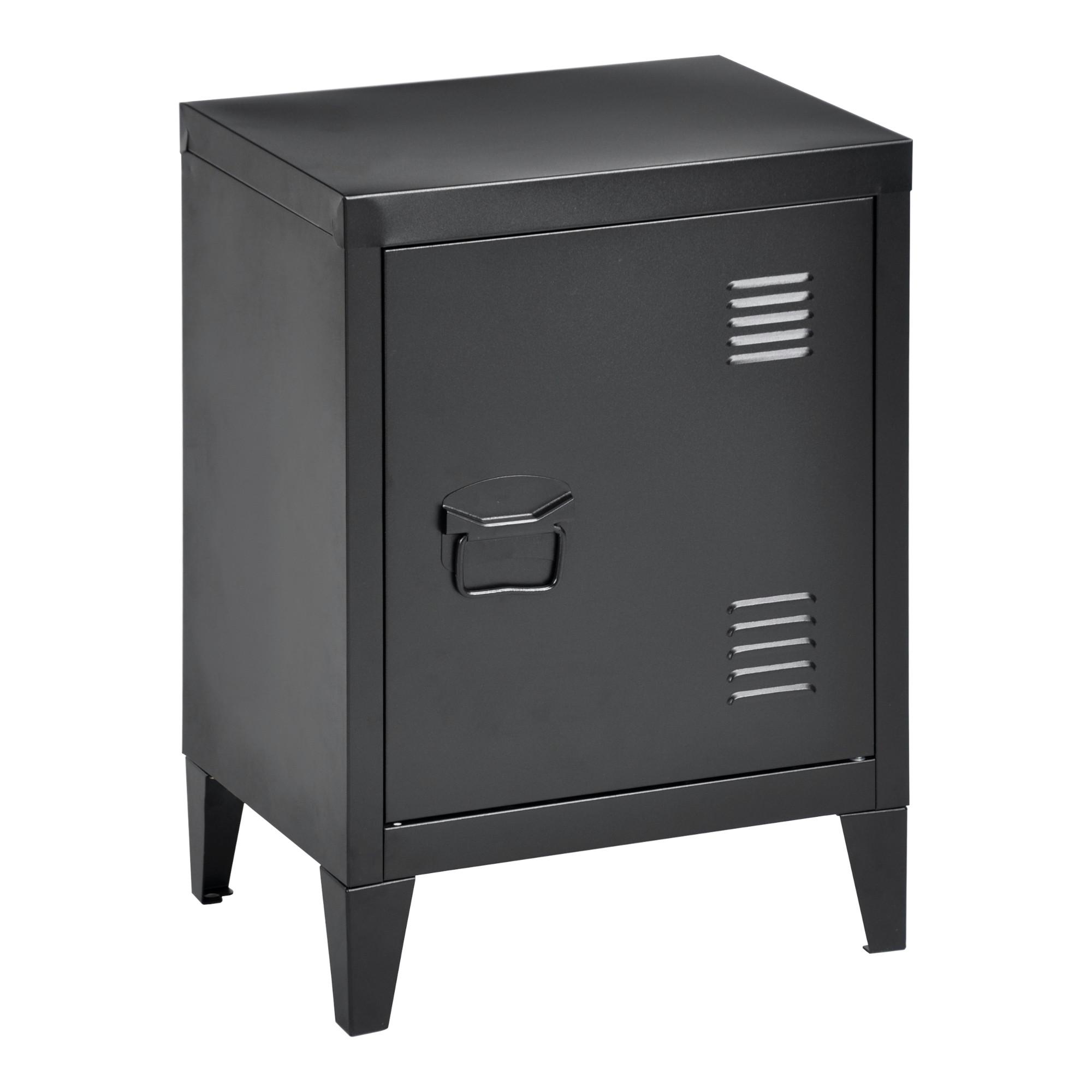 NACHTSCHRANK Inari - Schwarz, Metall (40/57/30cm) - [en.casa]
