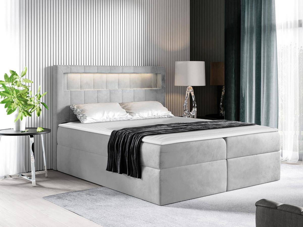 BOXBETT Aspen - H3 - Hellgrau, Holz/Textil (160/200cm) - MIRJAN24