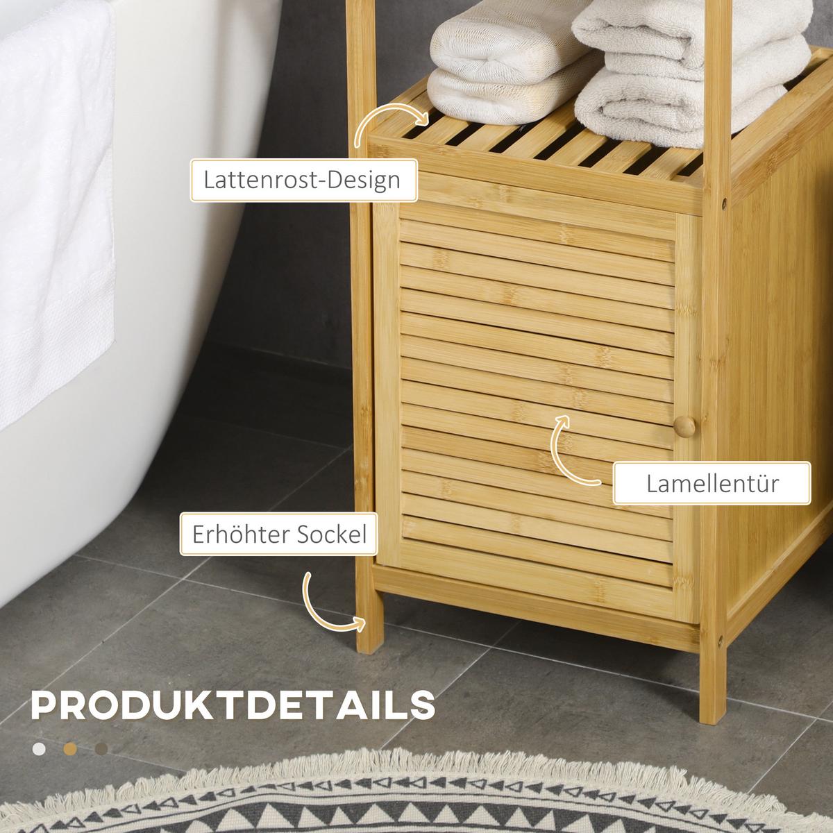 BADEZIMMERSCHRANK - Naturfarben, Holzwerkstoff (36.5/67/33cm) - Kleankin