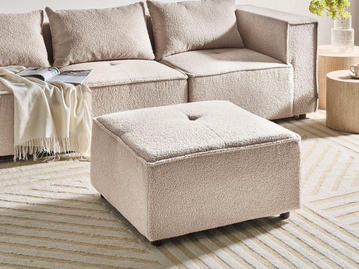 OTTOMANE Bouclé Beige Axebo - Beige, Textil (70/42/70cm) - Beliani