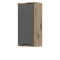 HÄNGESCHRANK Eiche grau 37 x 77 cm, Badschrank mit Soft-Close, Badezimmermöbel - Eichefarben/Schwarz, Holzwerkstoff/Kunststoff (37/77/24cm) - Inn.Furn