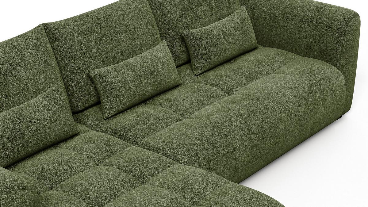 ECKSOFA SORENO 4-Sitzer, dunkelgrün - Dunkelgrün/Schwarz, Holz/Textil (293/171cm) - Wozimo