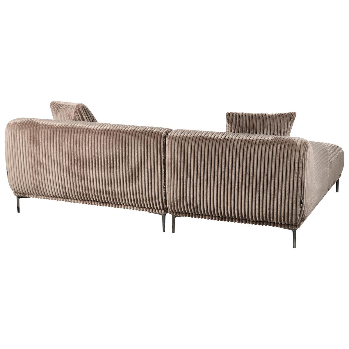 ECKSOFA Cord Hellbraun rechtsseitig Stenum - Hellbraun/Messingfarben, Textil (242/168cm) - Beliani