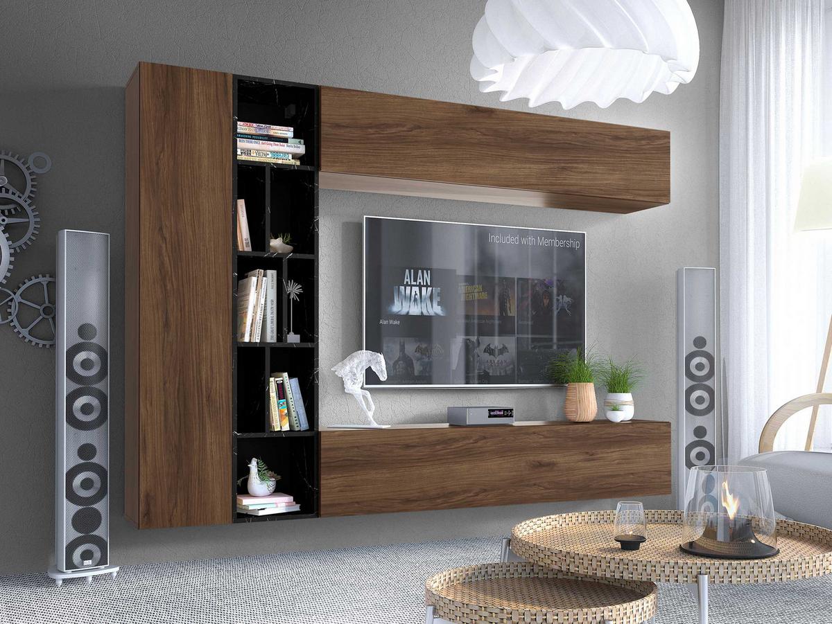 WOHNWAND Kodita - Nussbaumfarben, Holzwerkstoff (224/160/33cm) - MIRJAN24