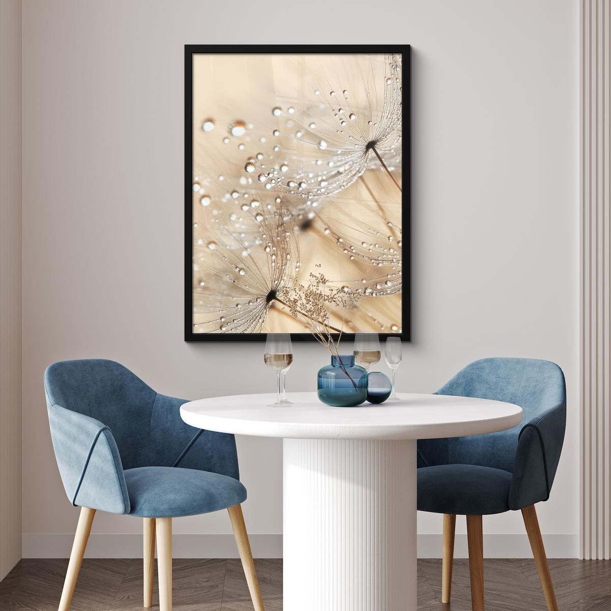 POSTER MIT RAHMENGERAHMTES BILD Löwenzahn - Abstrakt - Natur - Beige Posterleiste 60x80 cm - Braun, Papier (60/80cm) - MuchoWow