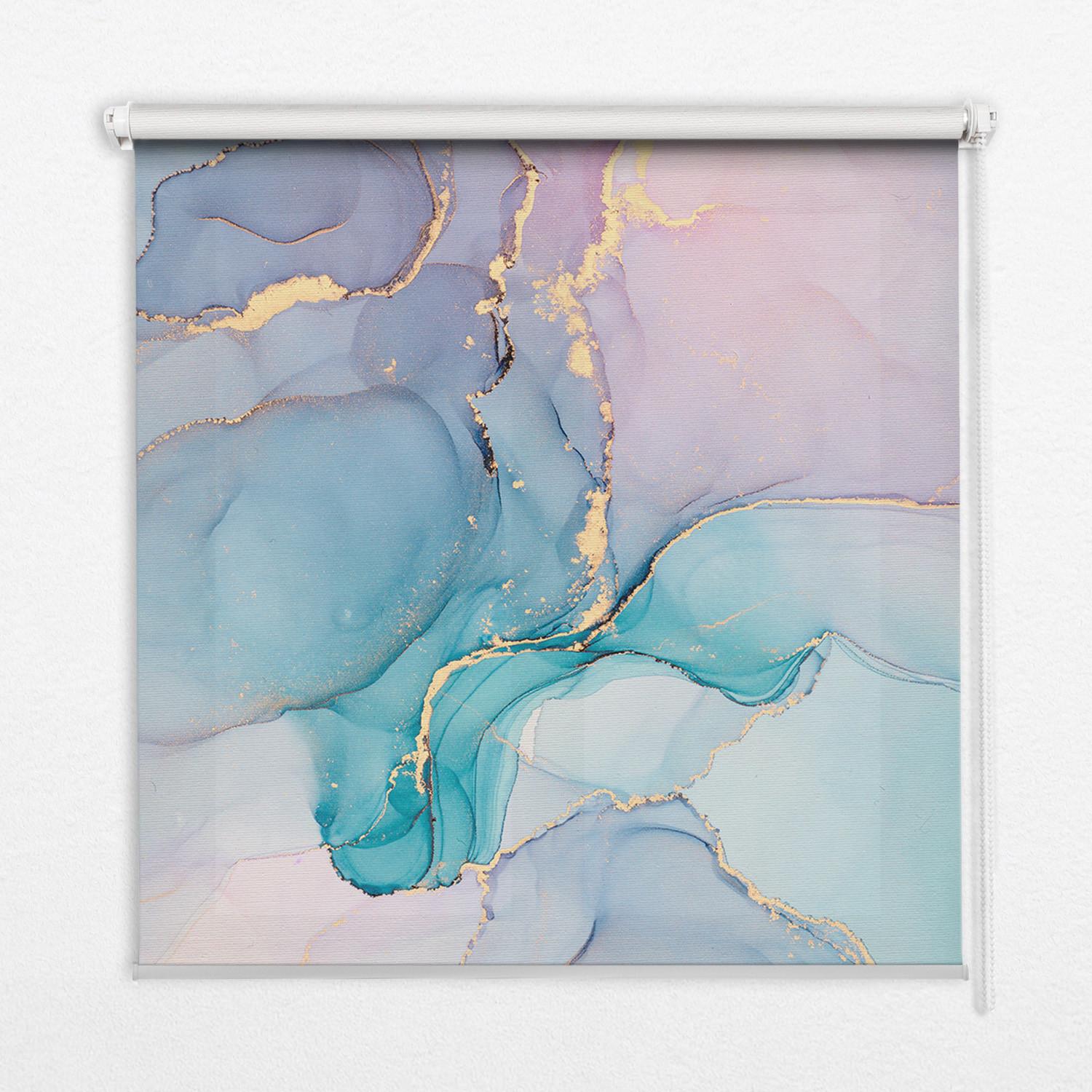 INNENROLLO - Fensterrollo - Rollo - 130x140 cm - Blauer Marmor - Blau, Kunststoff (130/140/0.5cm) - TULUP
