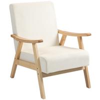 SESSEL Wohnzimmer Nordisch Relaxsessel mit Armlehne, Sitzkissen Cremeweiß - Creme, Kunststoff (65/83/80cm) - HOMCOM