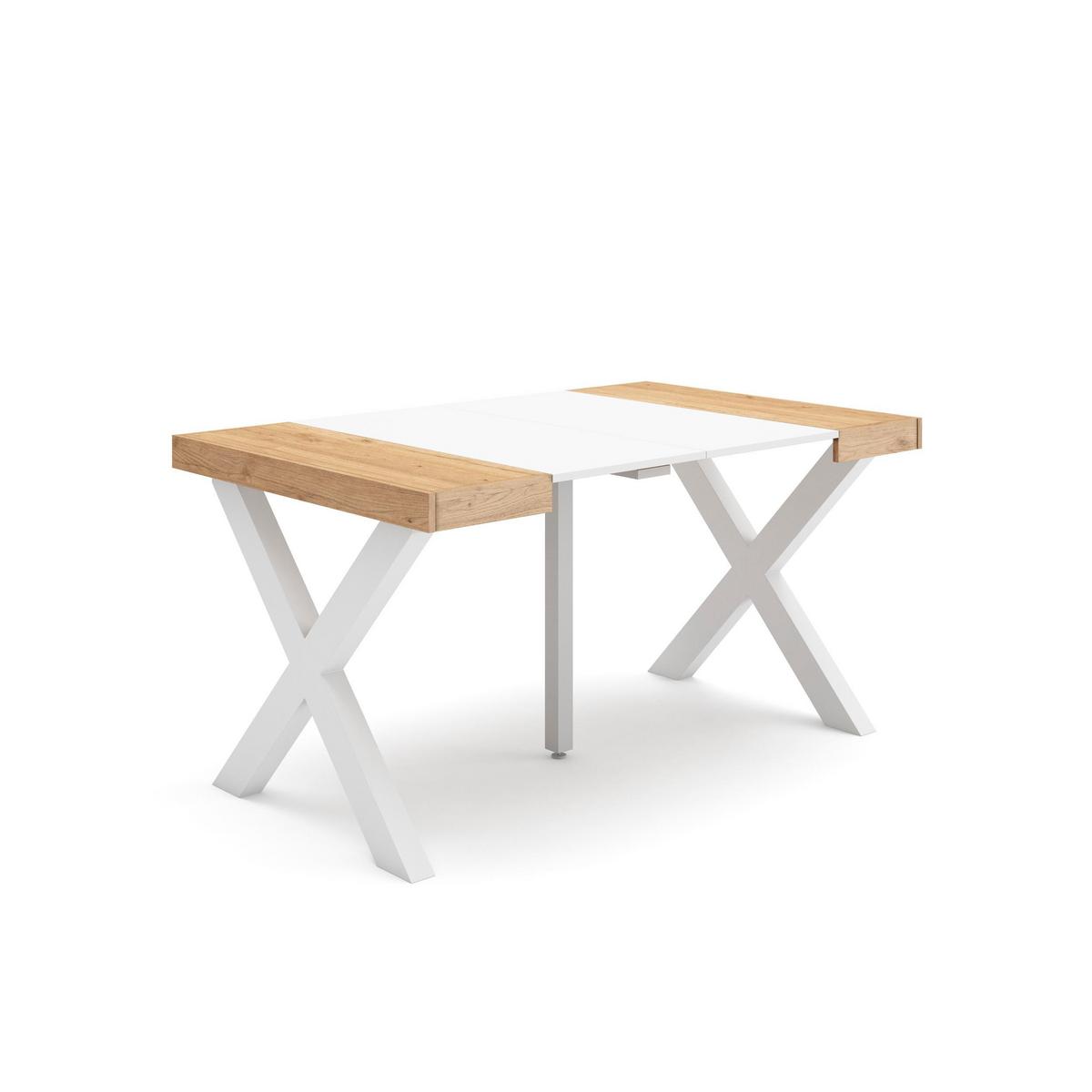 KONSOLENTISCH ausziehbar 58 bis 140cm, für 6 Gäste, eiche weiß, 90/58/73cm - Eichefarben/Multicolor, Holzwerkstoff (90/140/73cm) - Skraut Home