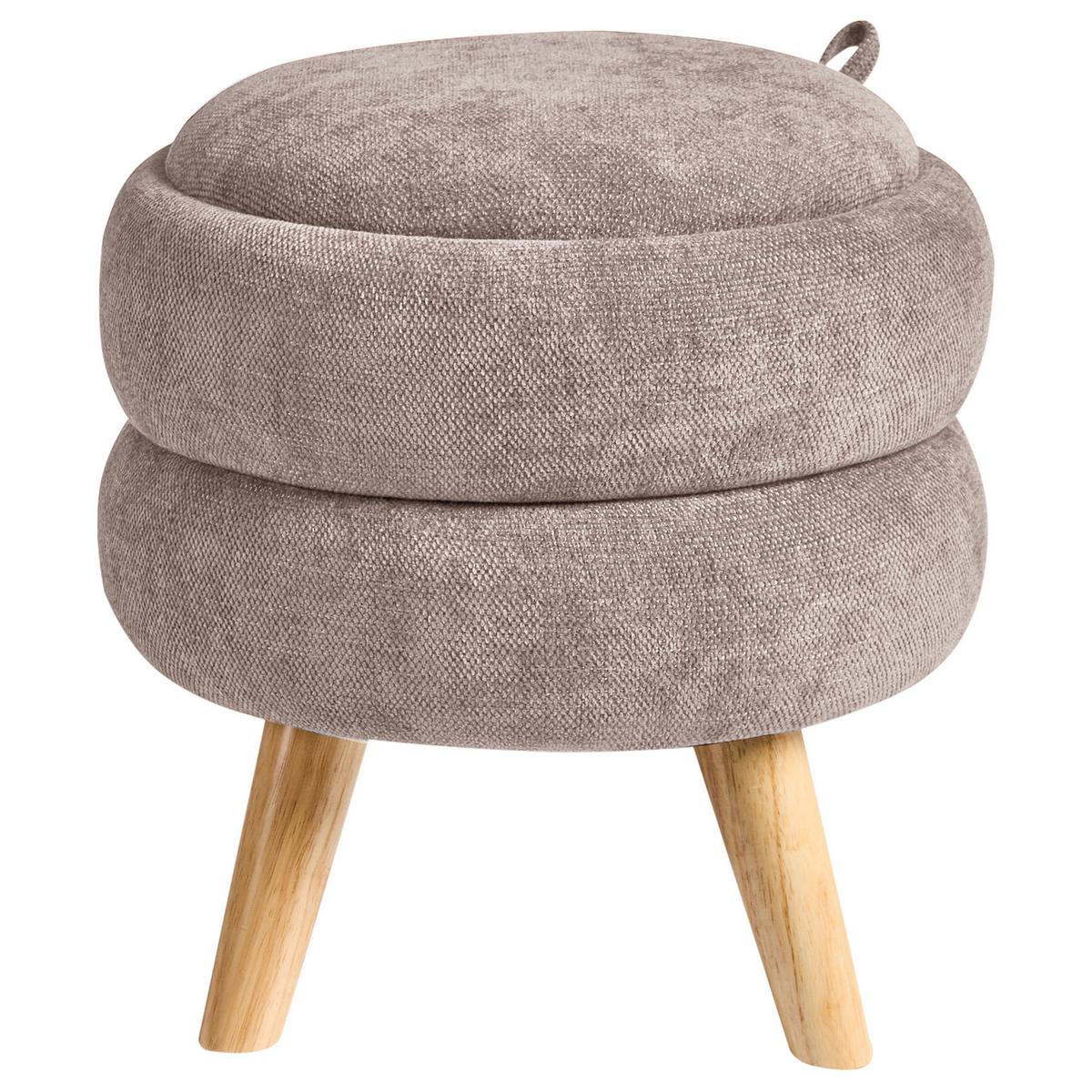 POUF mit Stauraum Chenillegewebe Taupe Hawley - Taupe, Textil (40/41/40cm) - Beliani