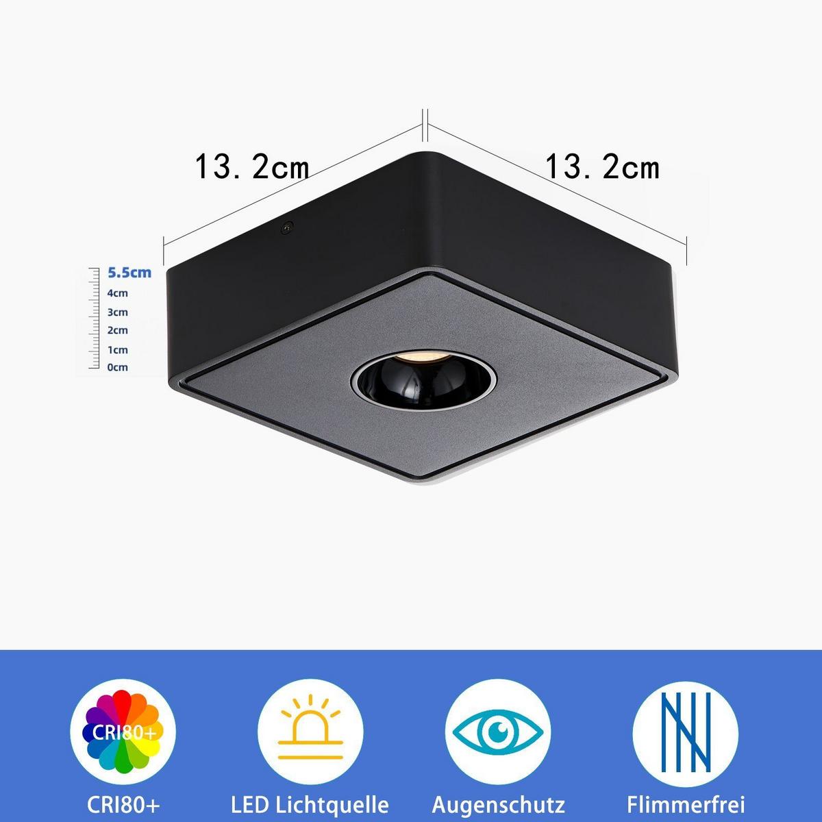 LED-DECKENSTRAHLER Eldridge 132/132/55cm - Schwarz, Metall (132/132/55cm) - Nettlife