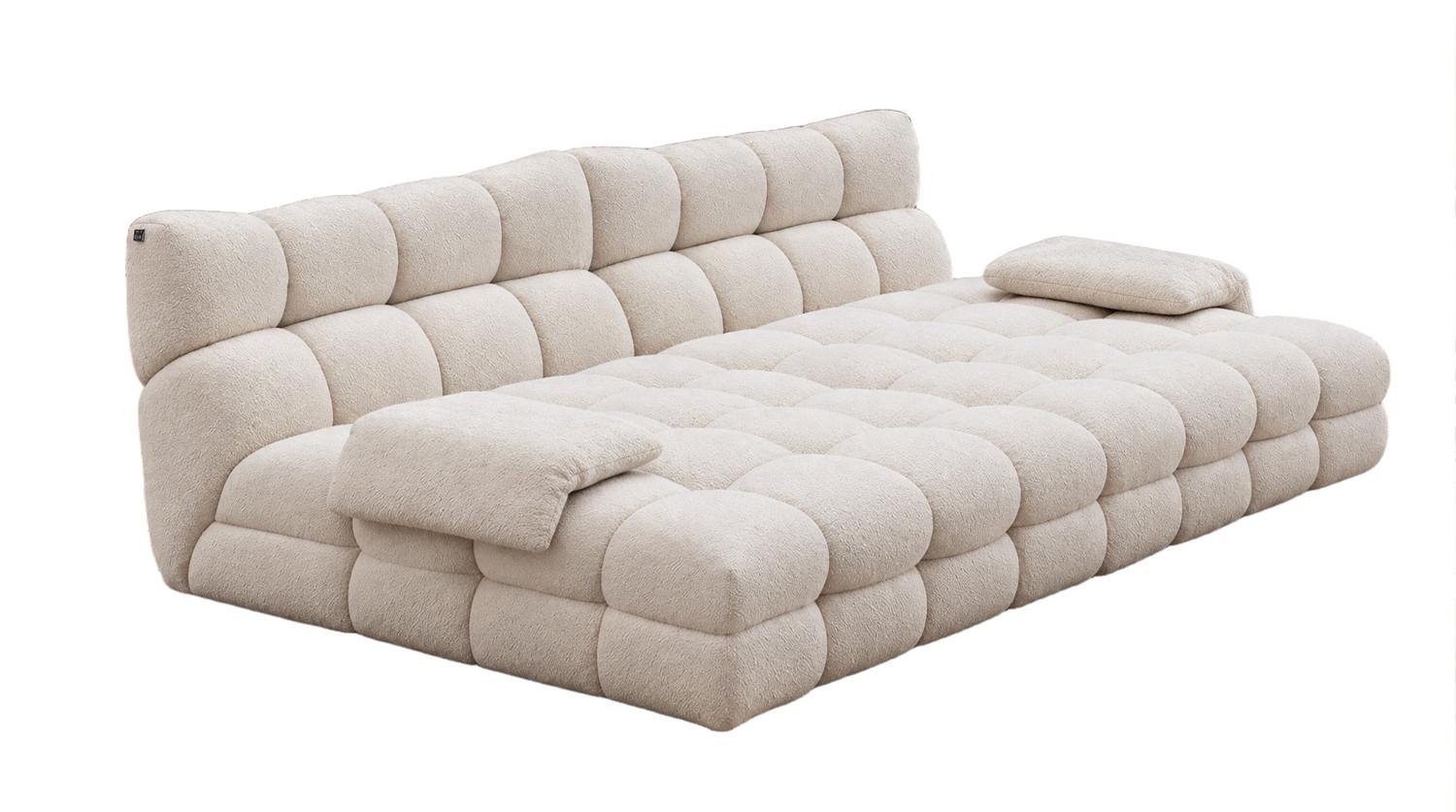 BIG SOFA AMIA Beige Bouclé - Beige/Schwarz, Kunststoff/Textil (290/86/178cm) - KAWOLA