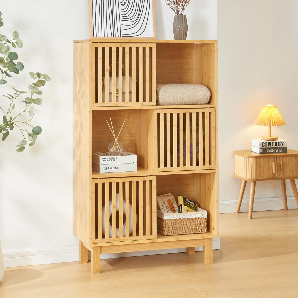 BÜCHERREGAL Ypäjä - Naturfarben, Holz (76/126/32.5cm) - [en.casa]
