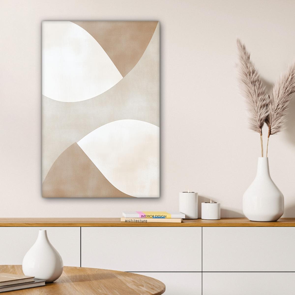 LEINWANDBILD Braun - Japandi - Abstrakt Wanddeko 40x60 cm - Sandfarben, Textil (40/60cm) - MuchoWow