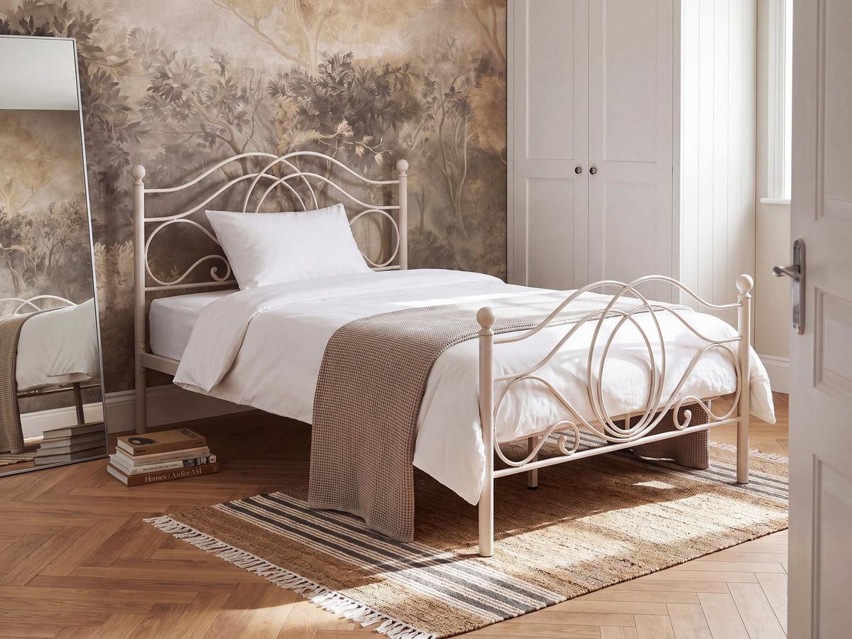 BETT mit Lattenrost 120/200 Stahl Hellbeige Lyra - Beige, Metall (120/200cm) - Beliani