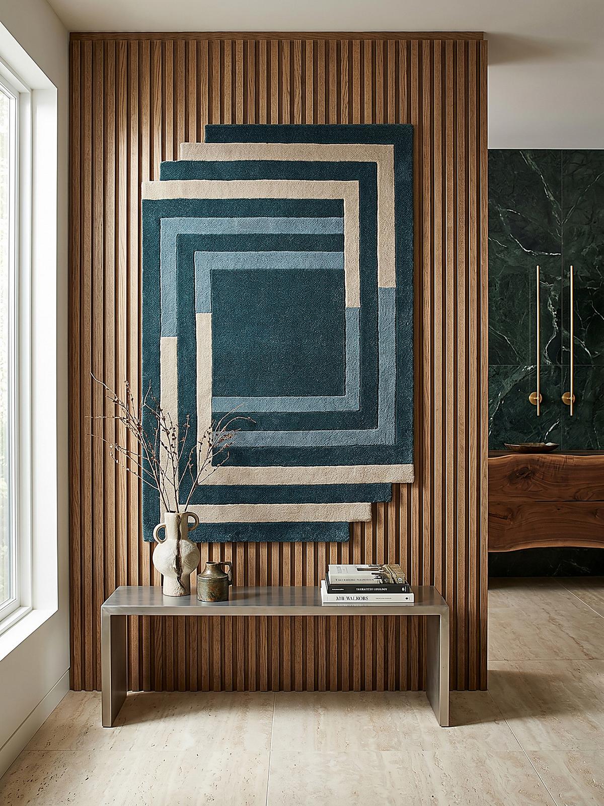 WOLLTEPPICH HALLEIN, geometrisch, Türkis-Beige, 120 x 180 cm - Grün, Textil (180/120cm) - KADIMA DESIGN