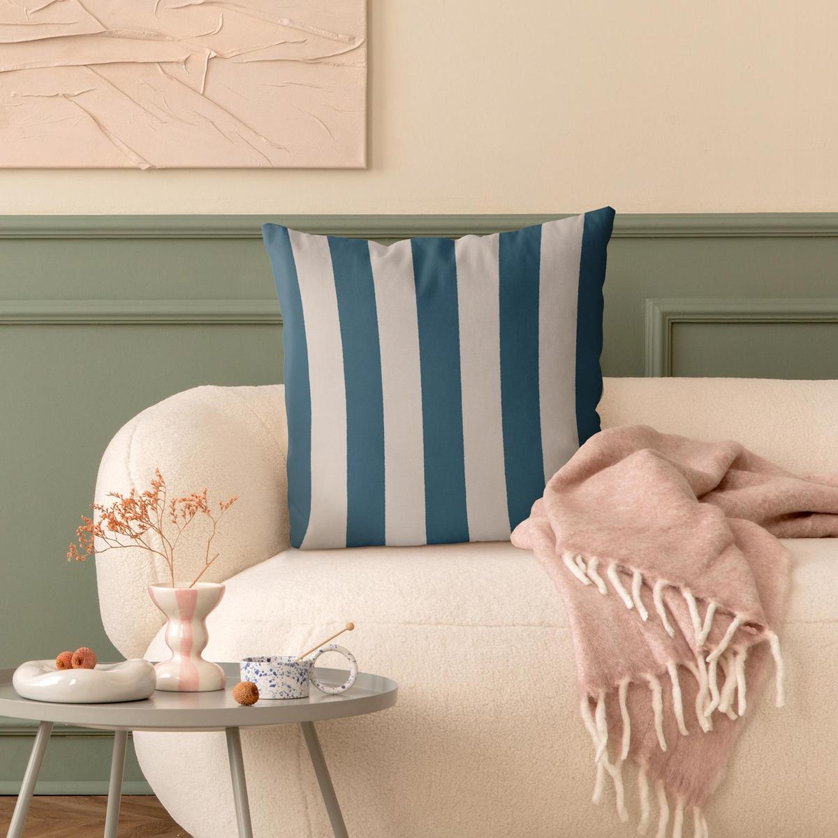 DEKOKISSEN Ocean Blue Große Streifen 40/40 cm - Blau, Textil (40/40/10cm) - Bilderwelten
