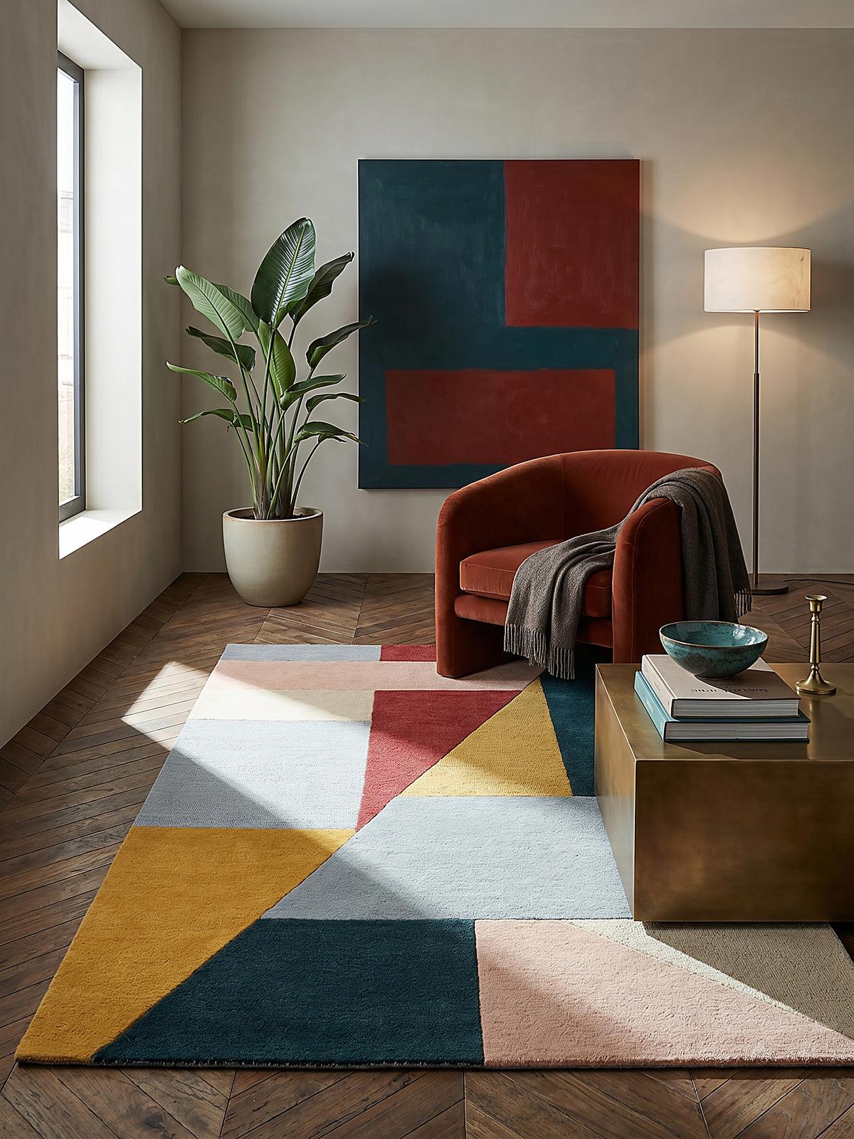 WOLLTEPPICH DEBEN, geometrisch, Kontrast-Bunt, 120 x 170 cm - Multicolor, Textil (120/170cm) - KADIMA DESIGN