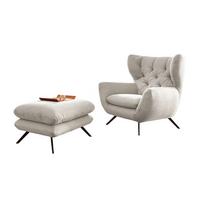 SESSEL CHARME Cremeweiß Cord - Creme/Schwarz, Textil/Metall (100/106/95cm) - KAWOLA