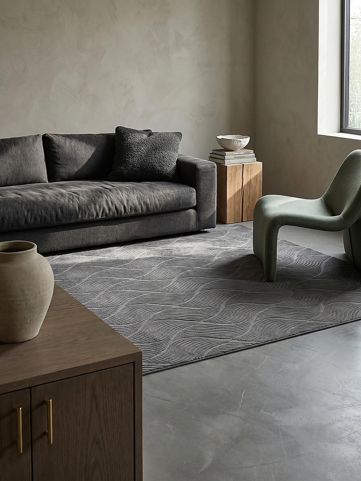 KURZFLORTEPPICH Antirutsch Geometrisch DALAR Polypropylen Anthrazit 200 x 280 cm - Anthrazit, Textil (200/280cm) - KADIMA DESIGN