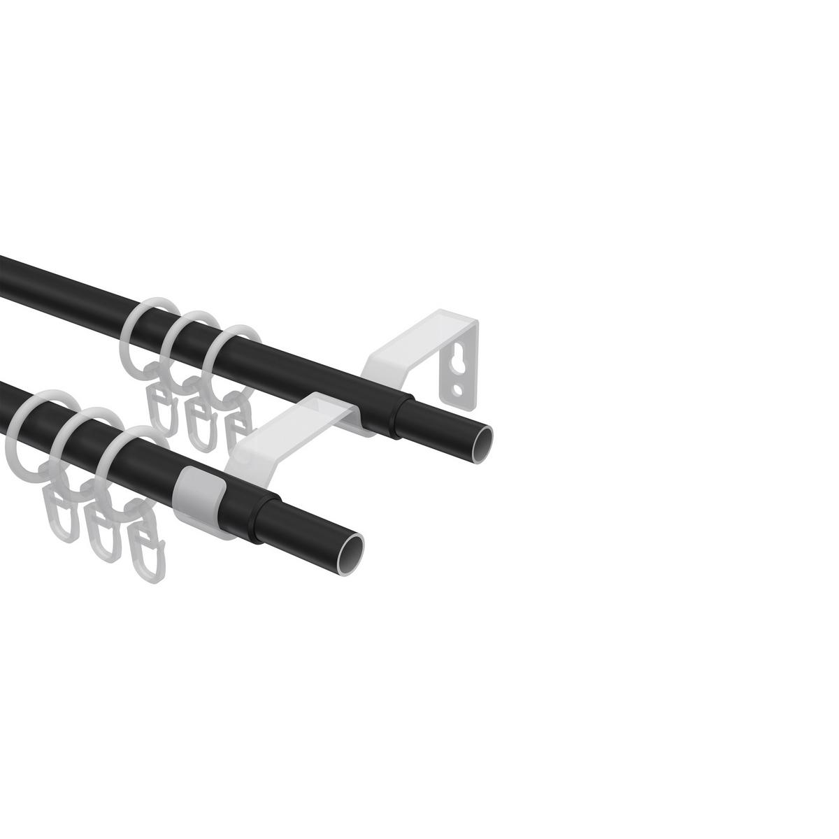 GARDINENSTANGE / TELESKOPSTANGE Hera Cone 160-300 cm, 2-läufig, 16/13 mm Ø Schwarz - Schwarz, Kunststoff/Metall (300cm) - INTERDECO