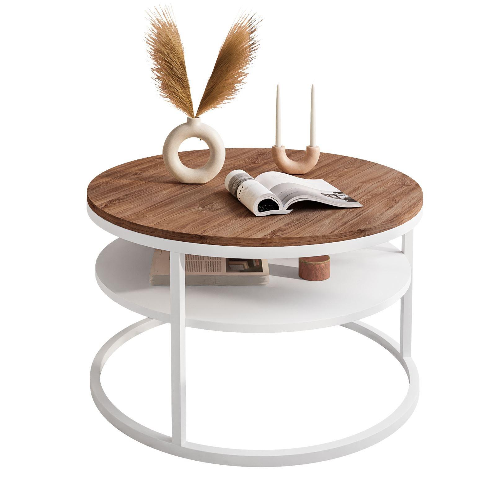 COUCHTISCH CIRI mit Regal Eichenholz Sterling - Eichefarben/Weiß, Holzwerkstoff (70/70/49cm) - Lookway