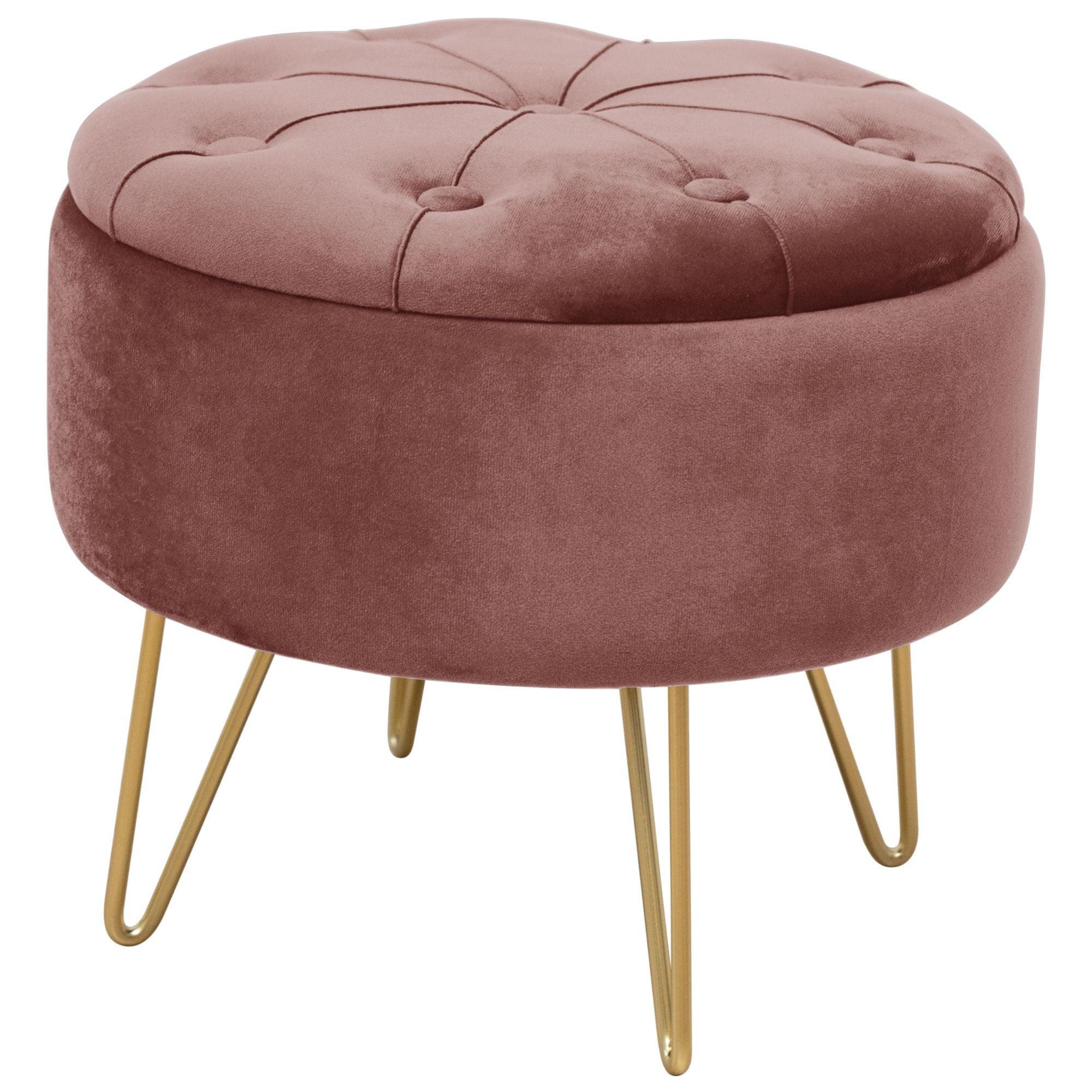 SITZHOCKER mit Stauraum, Polsterhocker Rosa 38/33/38 - Rosa, Textil (38/33/38cm) - RAUMHIRSCH FURNITURE