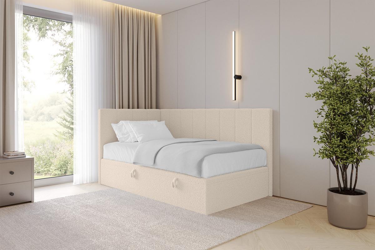 EINZELBETT Jugendbett mit Bettkasten Rechts, mit Matratze - LOVY 80x200 Dunkelbeige - Mokka, Holzwerkstoff/Textil (80/200cm) - ALTDECOR