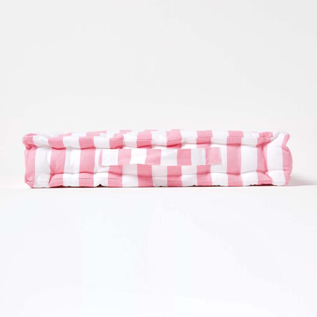 SITZKISSEN rosa-weiß gestreift 40/40/8 cm - Rosa, Textil (40/40/8cm) - Homescapes