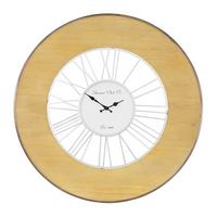 WANDUHR Alfheim groß Ø85 cm rund Weiß-Natur aus Holz-Metall - Bronzefarben, Holz (5/85/85cm) - WOMO-DESIGN