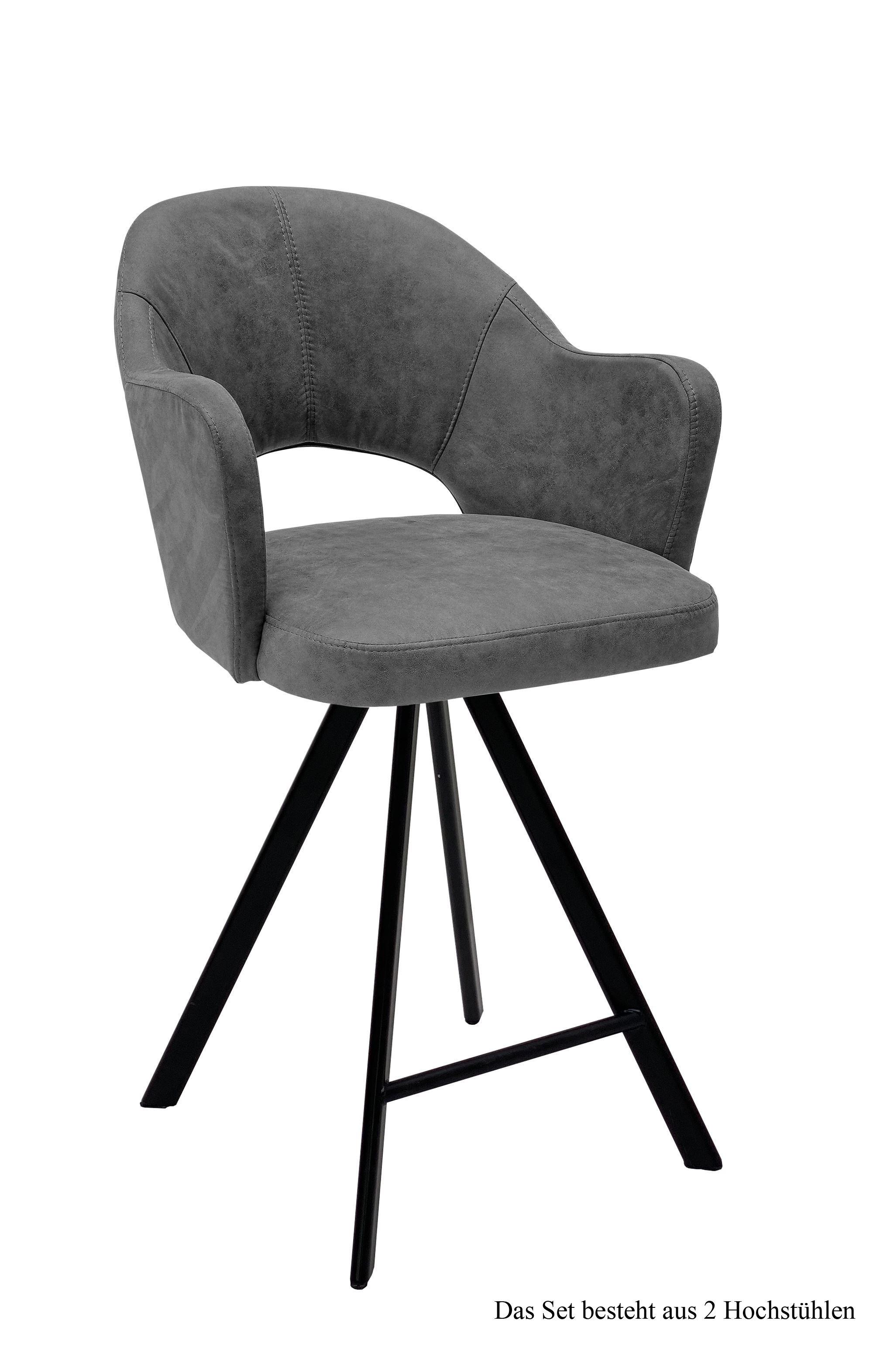 THEKENSTUHL drehbar (2er-Set) Diandra 59x104x61 Schwarz/Grau - Schwarz/Grau, Kunststoff (61/104/59cm) - 58aufmkessel