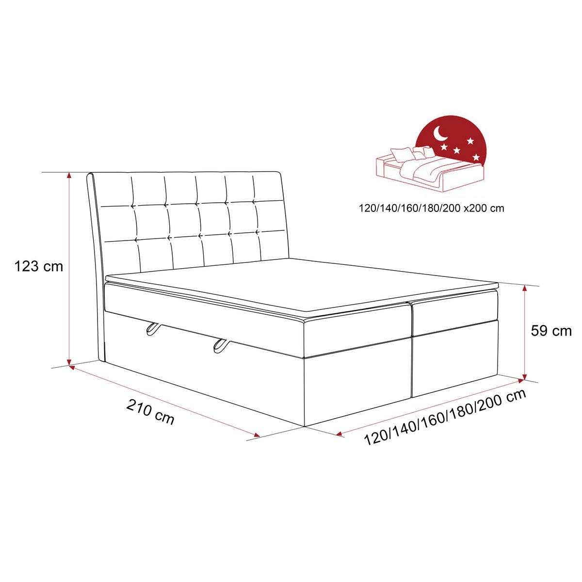 BOXBETT 180x200 cm mit Topper - Creme, Textil (180/200cm) - Idohome