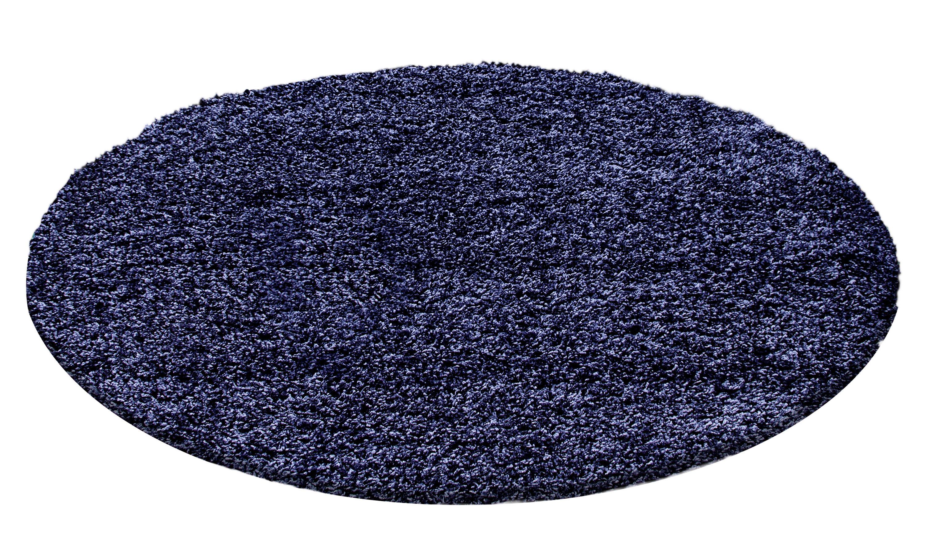 HOCHFLORTEPPICH RHEIN, einfarbig, aus Polypropylen, Marineblau, Ø 120 cm - Blau, Textil (120/120cm) - KADIMA DESIGN