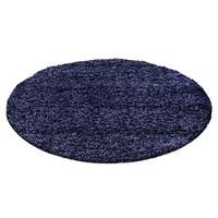 HOCHFLORTEPPICH RHEIN, einfarbig, Marineblau, Ø 200 cm - Blau, Textil (200/200cm) - KADIMA DESIGN