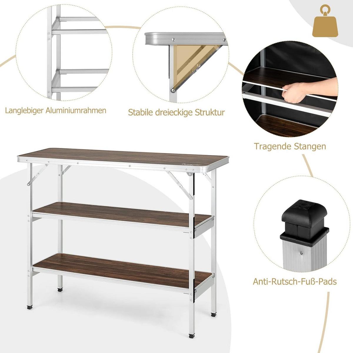 CAMPINGSCHRANK Kaffee - Braun, Holzwerkstoff (38/110/88cm) - COSTWAY